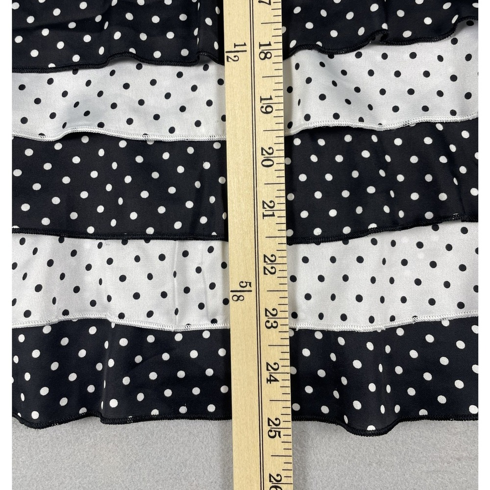 White House Black Market Tank Top Womens L Black Polka Dot Tiered Ruffle Blouse - Picture 7 of 7